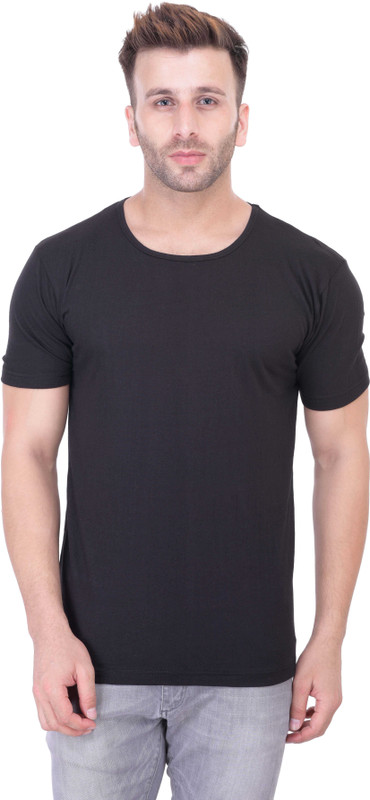 Ranarc Outfit Solid Men Round Neck Black T-Shirt