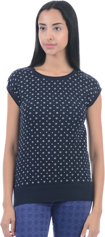 Pepe Jeans Printed Women Round Neck Dark Blue T-Shirt