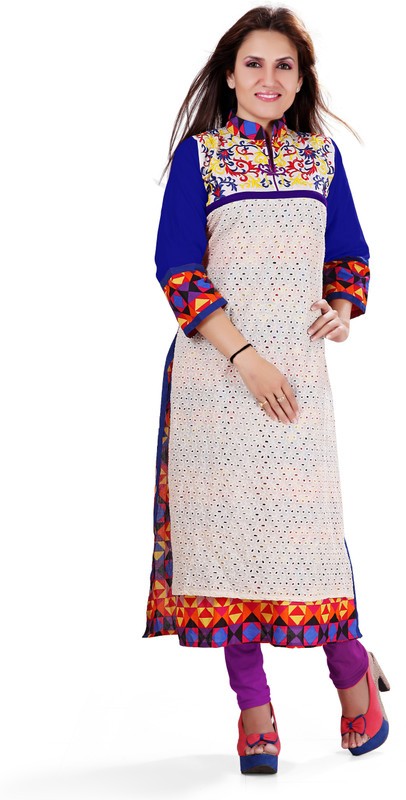 Nextar Embroidered Women Kurti(Multicolor, Blue)