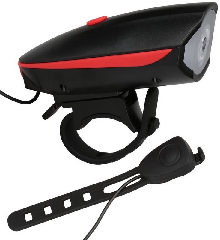 furmito Bicycle Super Bright Rechargable Horn and 3 Mode LED Front Light(Black, Red)