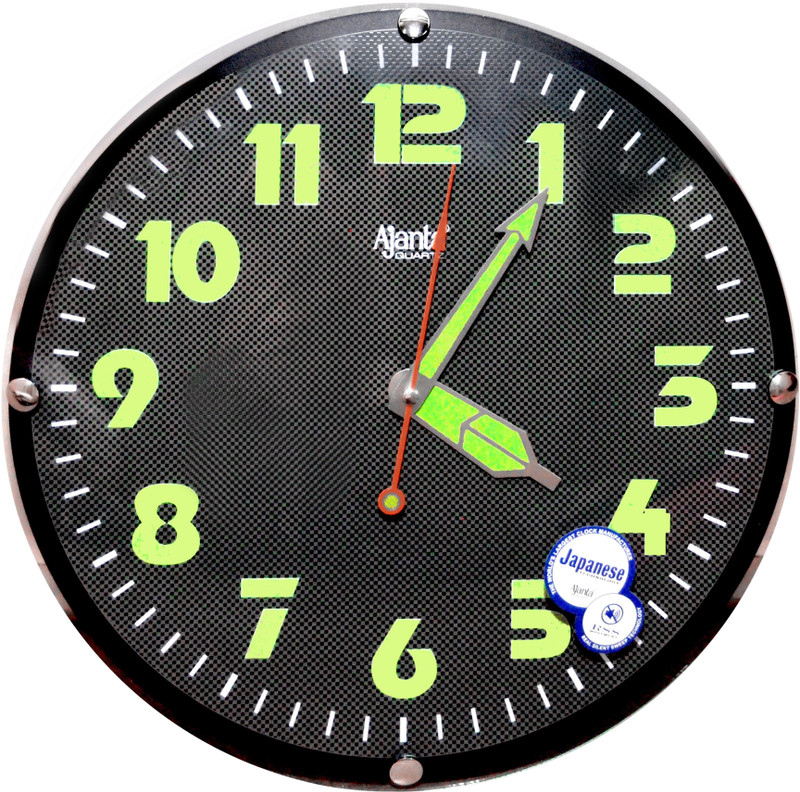 Ajanta Analog 28 cm X 28 cm Wall Clock(Black, With Glass)