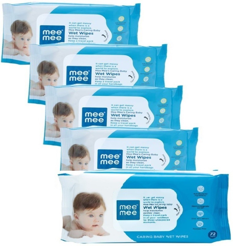 Meemee Anti Bacterial Caring Baby Wet Wipes with Aloe Vera (72 pcs...