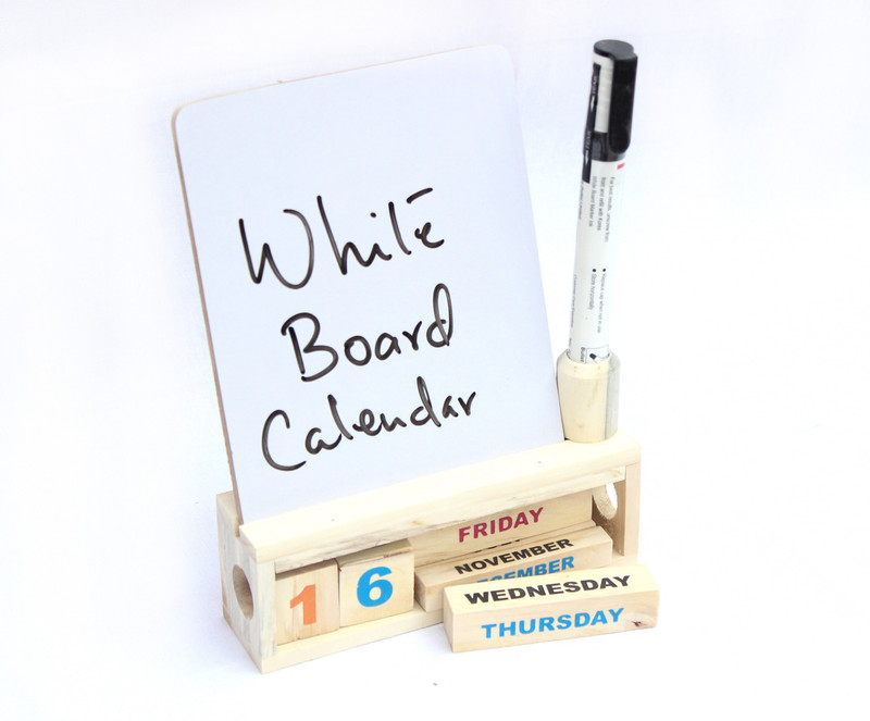 ivei Wooden calendar with a white board 1 Wall Calendar(Beige, 1)