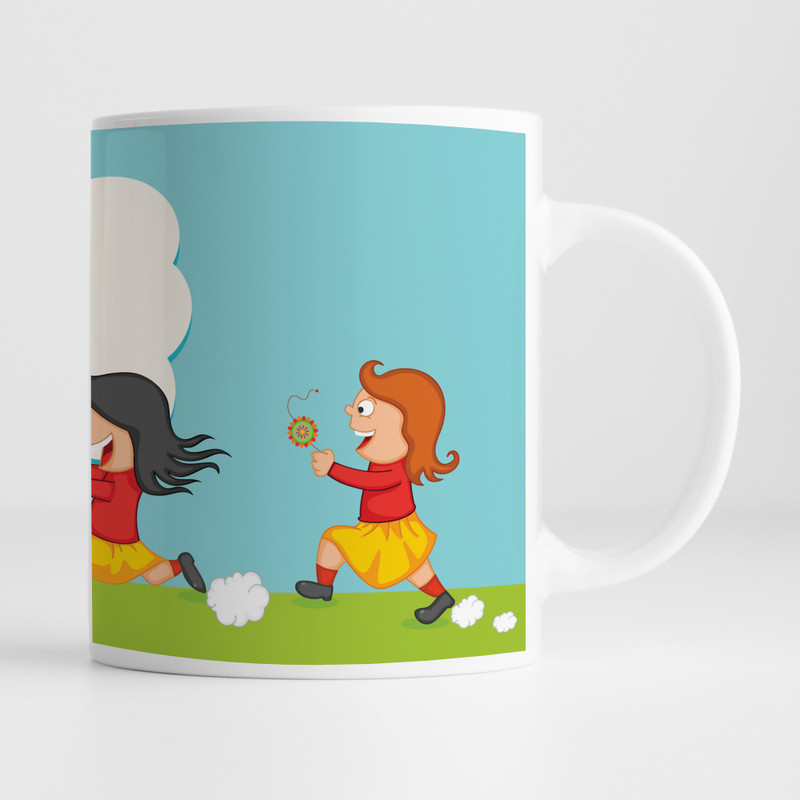 100yellow Digitally Printed Ceramic -Rakshabandhan Gift For Brother & Sister Ceramic Mug(350 ml)