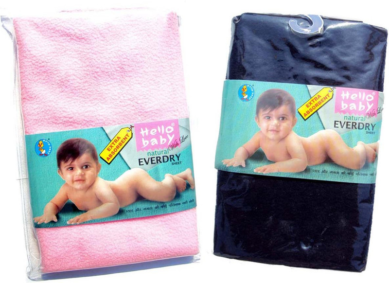 Hello Baby Extra Absorbent Natural Waterproof Bed Protector Everyday Sheet Small size Combo-2 pcs(Pink, Blue)