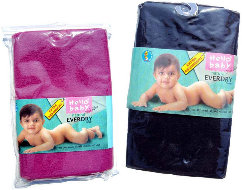 Hello Baby Extra Absorbent Natural Quick Dry Waterproof Bed Protector Everyday Sheet for Babies-Maroon Small & Navy Blue Medium combo(Blue, Maroon)