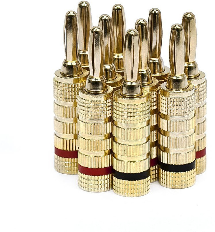 Monoprice 24k Speaker Banana Plugs, Closed Screw Type (s) Adapter(Gold)