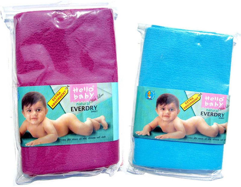 Hello Baby Extra Absorbent Natural Quick Dry Waterproof Bed Protector Everyday Sheet for Babies-Maroon medium & Sky Blue small combo(Maroon, Sky Blue)