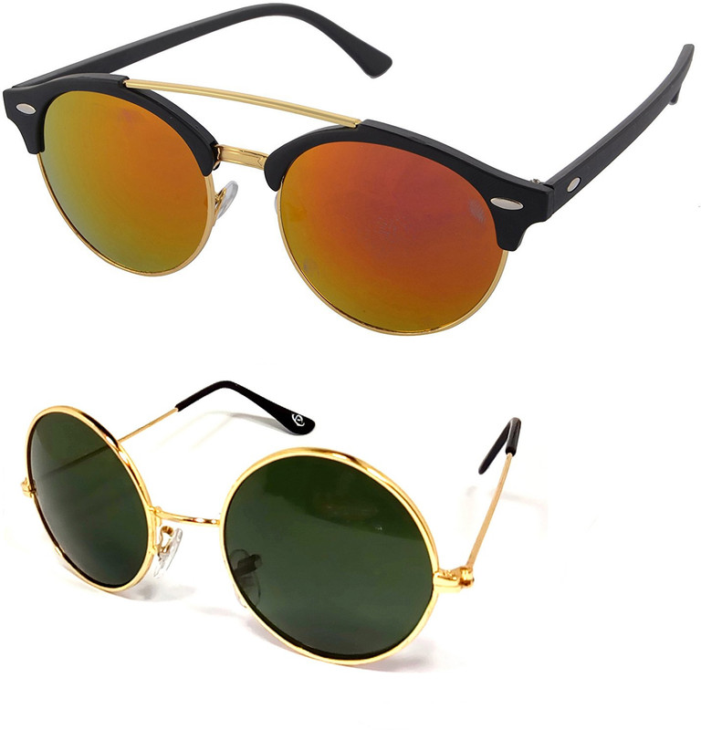 Aventus Round, Clubmaster Sunglasses(Red, Green)
