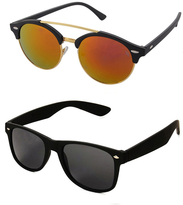 Aventus Round, Wayfarer Sunglasses(Red, Black)