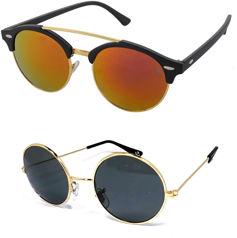 Aventus Round, Clubmaster Sunglasses(Red, Black)