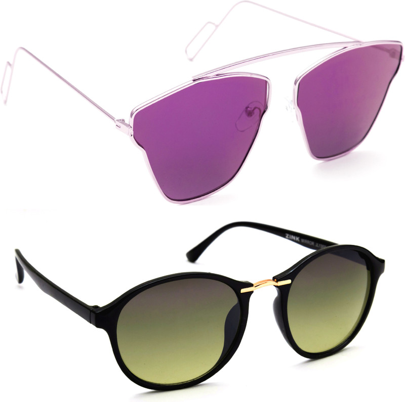 TheWhoop Round Sunglasses(Violet, Green)