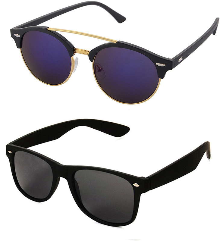 Aventus Round, Wayfarer Sunglasses(Blue, Black)