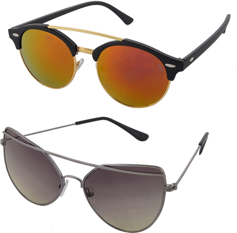 Aventus Round, Cat-eye Sunglasses(Red, Green)