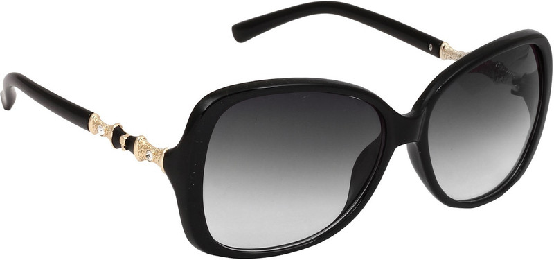 Eyeland Rectangular, Over-sized Sunglasses(Black) Eyeland Rectangular, Over-sized Sunglasses(Black)