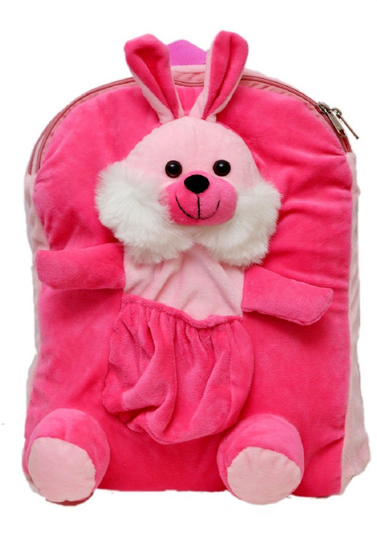 prachi toys Rabbit Multi Pocket Kids School Bag Plush Bag(Pink, 5 L)