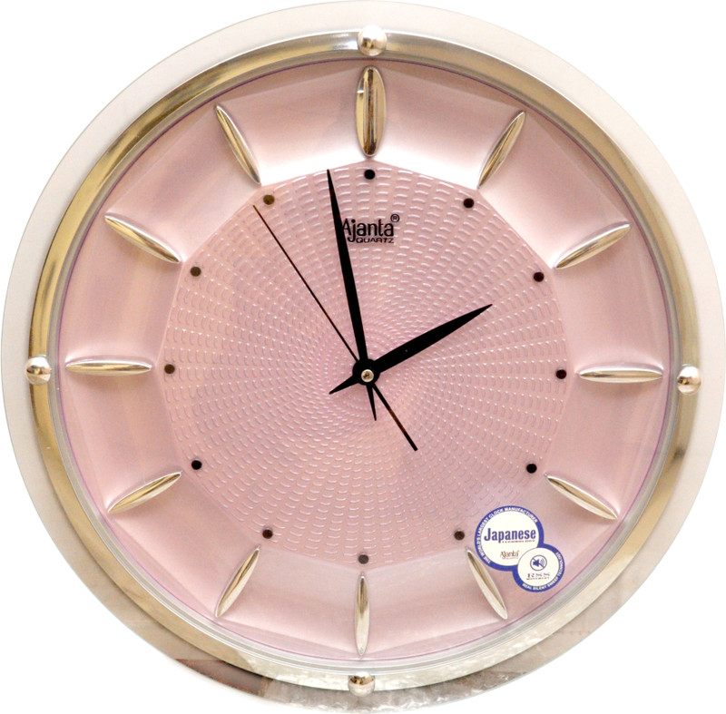 Ajanta Analog 32 cm X 32 cm Wall Clock(White, Pink, With Glass)