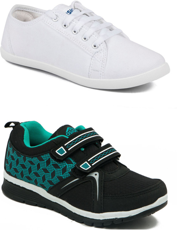 Asian BUTTERFLY-02 & SPICY-51 Running Shoes For Women(White, Black) Asian BUTTERFLY-02 & SPICY-51 Running Shoes For Women(White, Black)