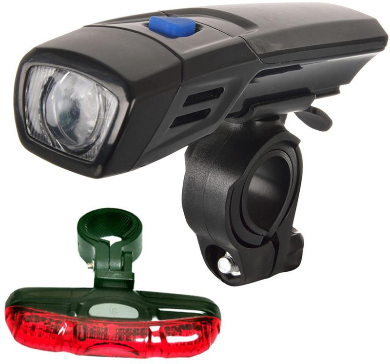 Dark Horse Bicycle Imported CE Standard Numen Headlight/Front light & 5 LED 5 Mode Tail Battery Light Combo/Set LED Front Rear Light Combo(Black, Red)