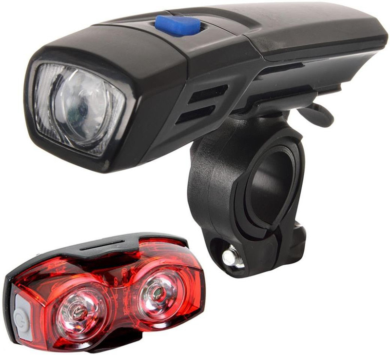Dark Horse Bicycle Imported CE Standard Numen Headlight/Front light & 1 Watt 3 Mode Twin Eye Rear Light Battery Combo/Set LED Front Rear Light Combo(Black, Red)