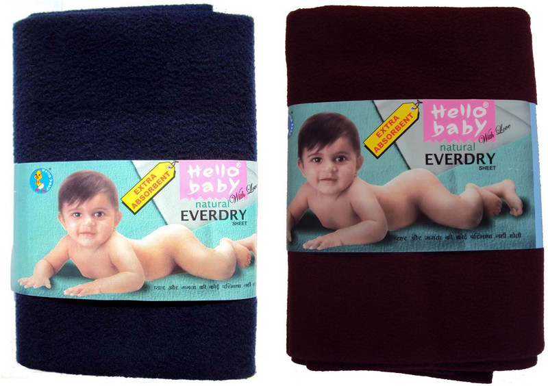 Hello Baby Extra Absorbent Natural Quick Dry Waterproof Bed Protector Everyday Sheet for Babies-Maroon Small & Deep Blue small combo(Blue, Maroon)