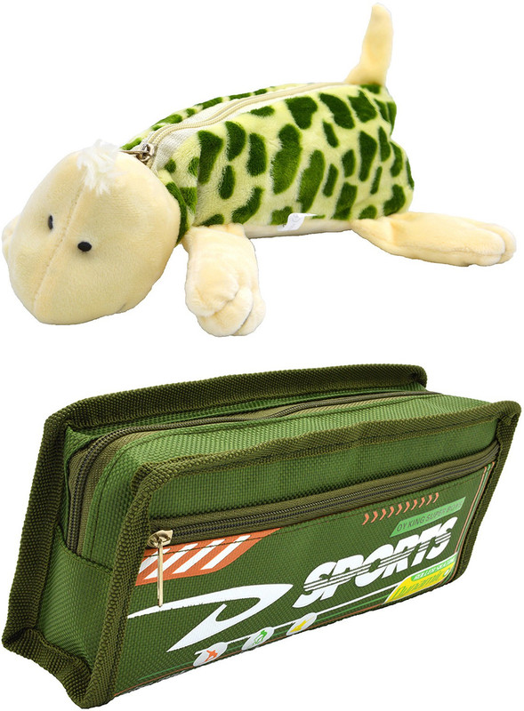 Talesara Tortoise and Printed Pencil Box For Kids Boy and Girls - 2 Pcs. Combo Fancy stationary Pouch - PCMB224 Pouch(Green)