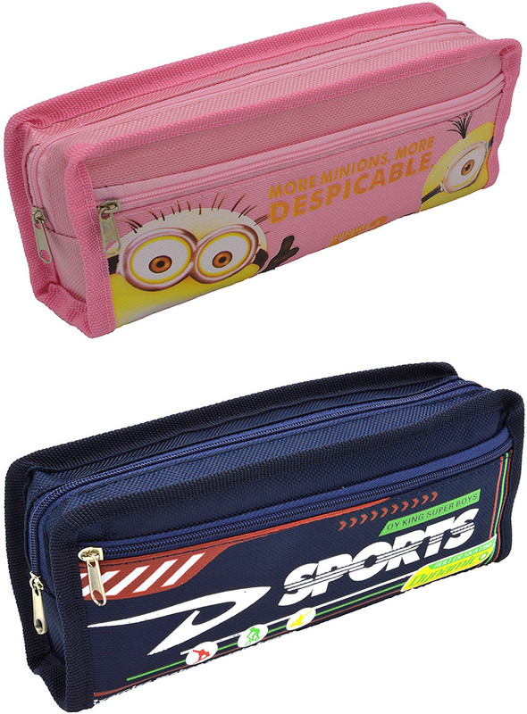 Talesara Printed Pencil Box For Kids Boy and Girls - 2 Pcs. Combo Fancy stationary Pouch - PCMB448 Pouch(Multicolor)