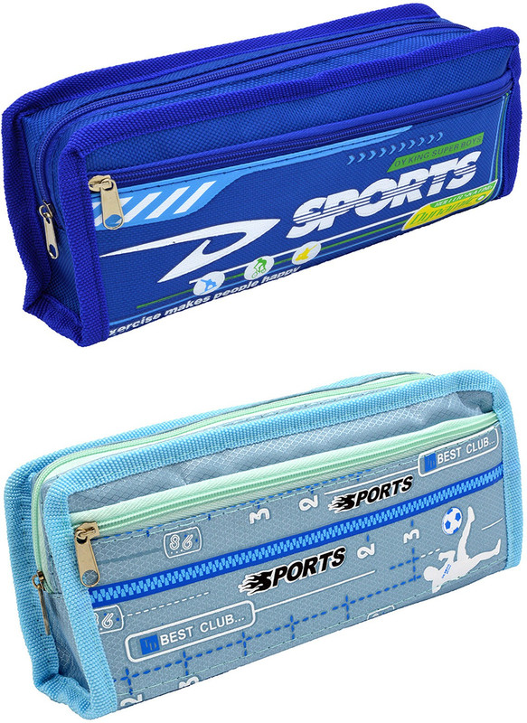 Talesara Printed Pencil Box For Kids Boy and Girls - 2 Pcs. Combo Fancy stationary Pouch - PCMB628 Pouch(Blue)