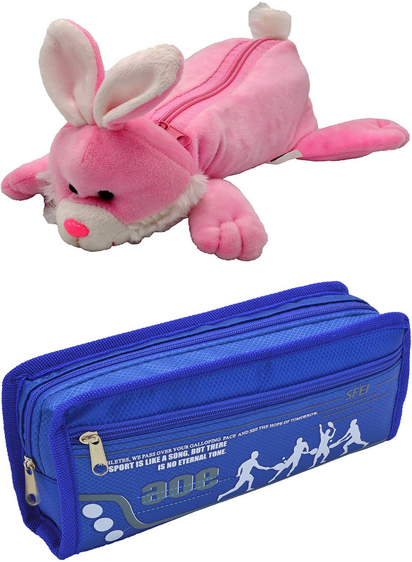 Talesara Rabbit and Printed Pencil Box For Kids Boy and Girls - 2 Pcs. Combo Fancy stationary Pouch - PCMB124 Pouch(Multicolor)
