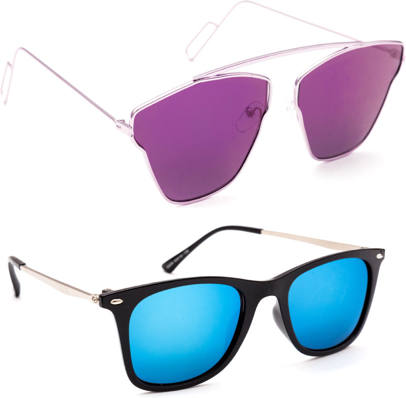 TheWhoop Wayfarer, Aviator Sunglasses(Violet, Blue)