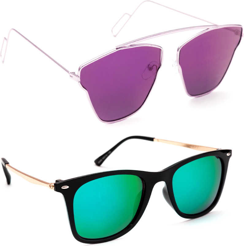 TheWhoop Wayfarer Sunglasses(Violet, Green)