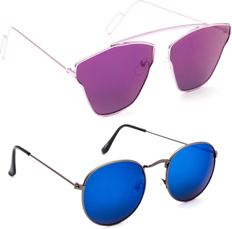 TheWhoop Aviator Sunglasses(Violet, Blue)