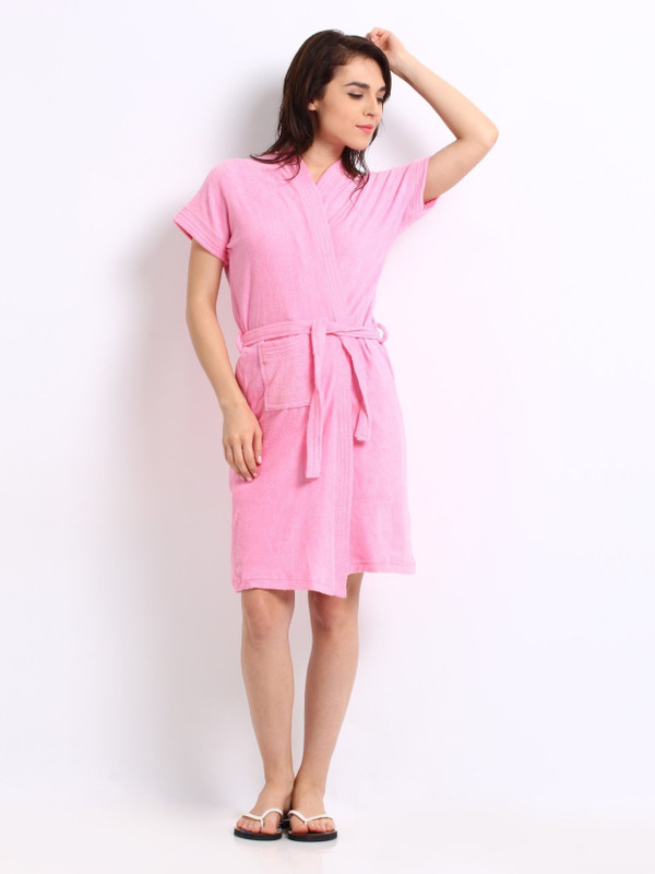 pink prachi Baby pink, Pink Free Size Bath Robe(1, For: Women, Baby pink, Pink)