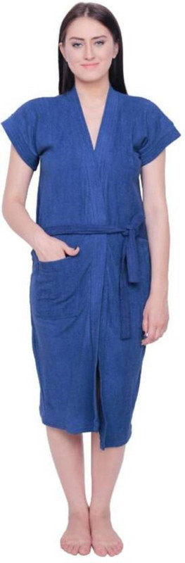 pink prachi D blue Free Size Bath Robe(1 bath robe, For: Women, D blue)