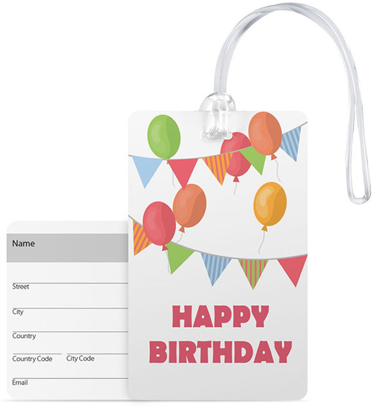 100yellow Luggage Tags- Happy Birthday Printed Pvc Baggage/Bag Tag With Silicon Strap- Ideal For Gift Luggage Tag(Multicolor)