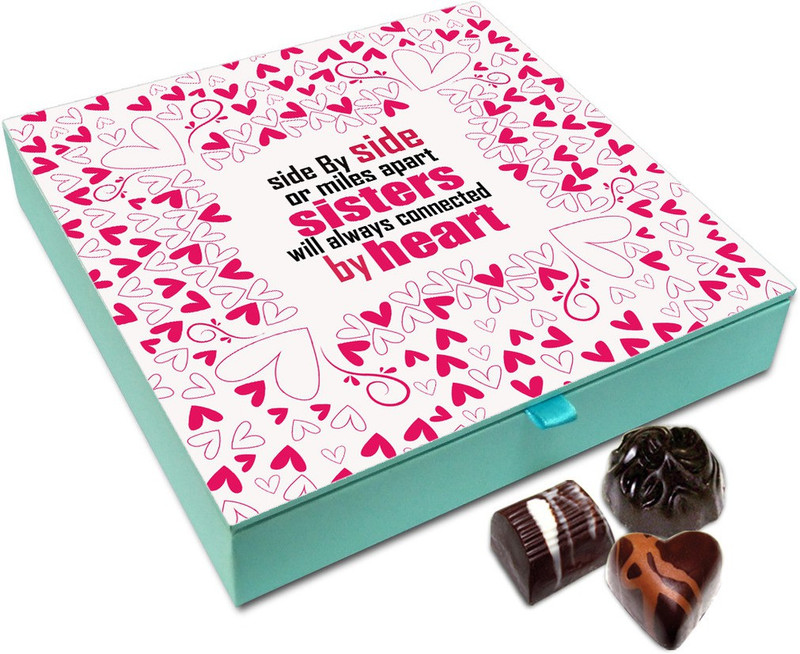 Chocholik Rakhi Gift Box - Sisters Are Always Connected By Heart Chocolate Box For Brother / Sister - 9pc Truffles(108 g)