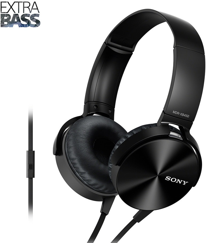 Sony Extra Bass MDR-XB450AP On-Ear Headphones with Mic (Black)