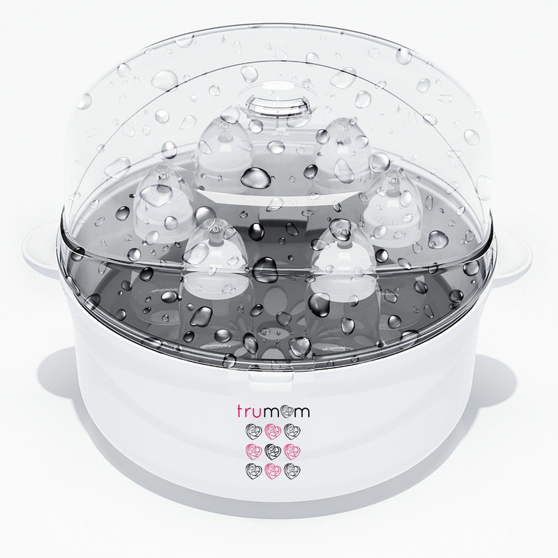 Trumom Steam Safe Microwave babby Bottles Sterilizer(Fits 6 Bottles of all brands) Complete elimination in just 2 minutes - 6 Slots(Grey)