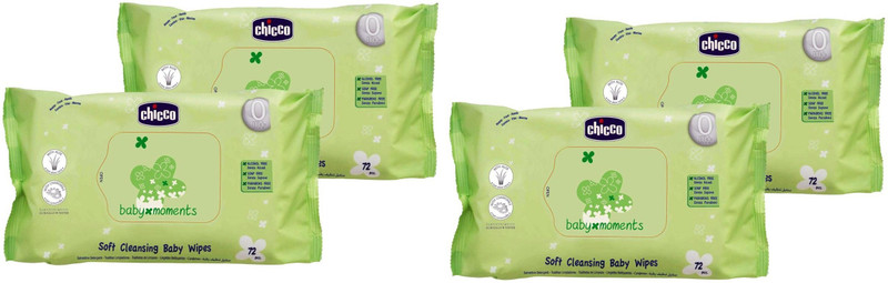 Chicco Soft Cleansing baby Wipes 72pcs (4 Pkt)(4 Pieces)
