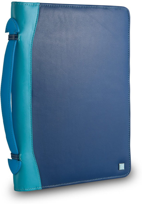 Dudu Men's Leather Bag- Colorful Collection-Tablet-Blue Medium Briefcase - For Men & Women(Blue)