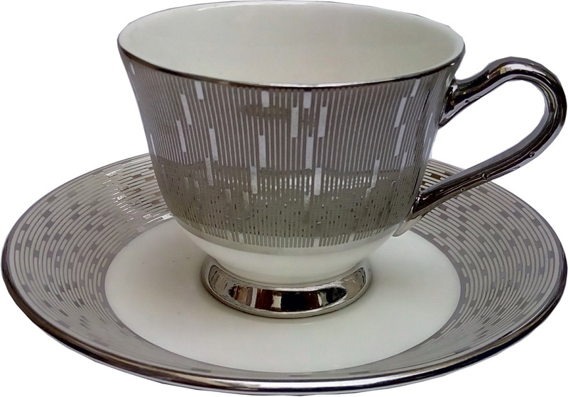 skykey S06 Bone China(White, Silver, Pack of 12)