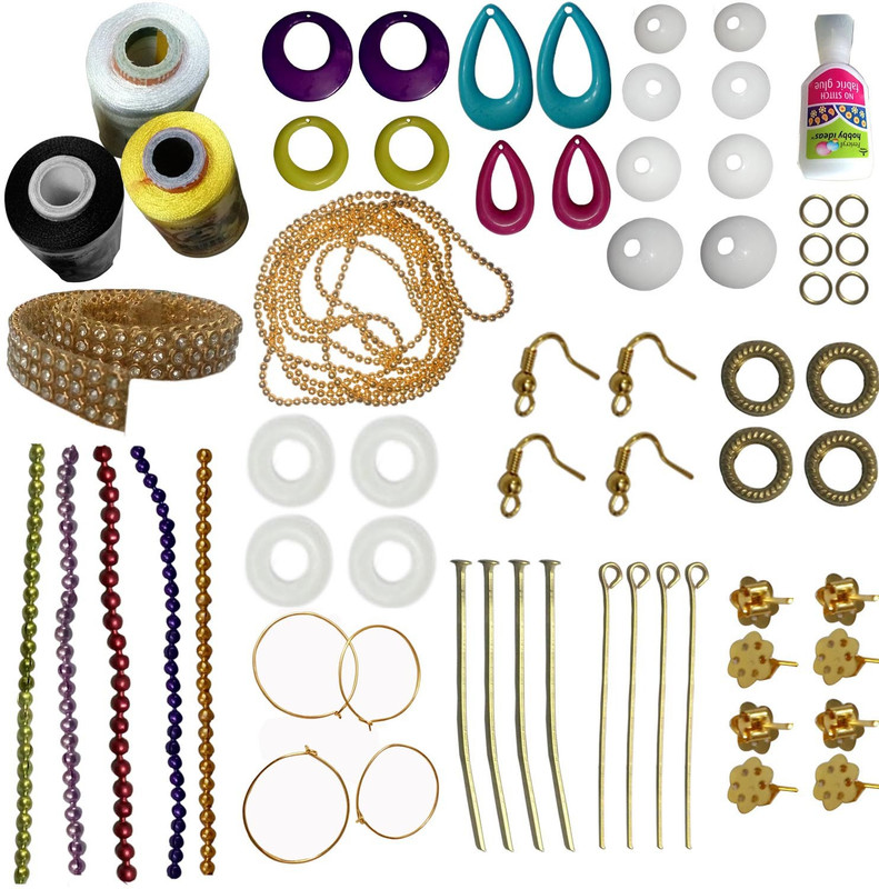 craftkit jewellery making mini kit with white, black and lemon yellow silk thread