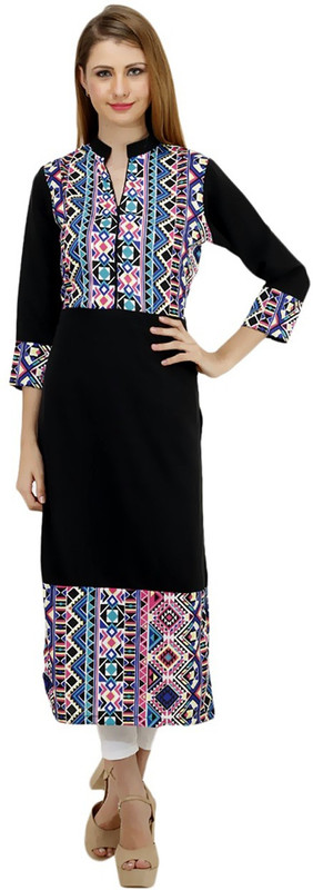 AAINU COLLECTION Casual Printed Women Kurti(Black)