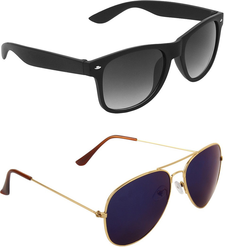 ABNER Wayfarer, Aviator Sunglasses(Black, Blue) ABNER Wayfarer, Aviator Sunglasses(Black, Blue)