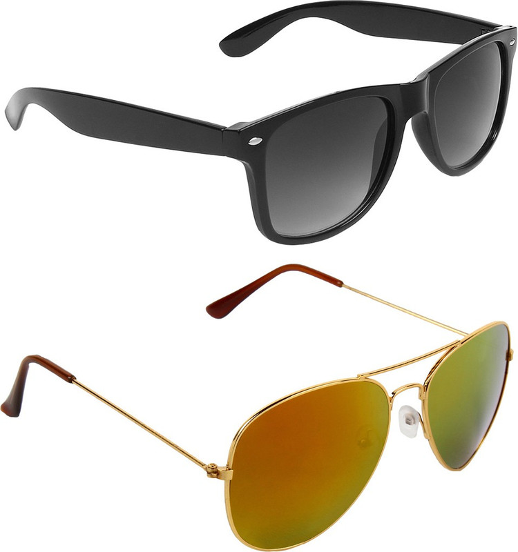ABNER Wayfarer, Aviator Sunglasses(Black, Multicolor) ABNER Wayfarer, Aviator Sunglasses(Black, Multicolor)