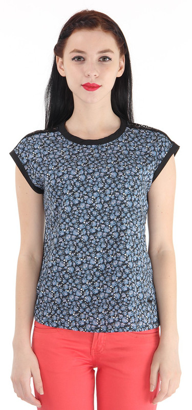 Pepe Jeans Casual Short Sleeve Printed Women Blue Top