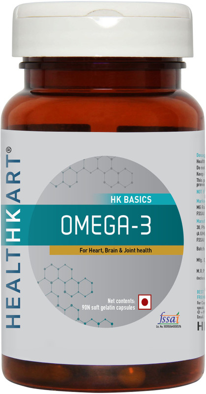 Healthkart Omega 3 1000mg (with 180mg EPA and 120mg DHA) Fish Oil Supplement(90 No)