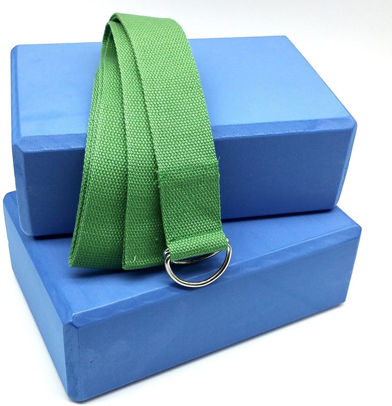 Ipop Retail Yoga Starter Set 2 Blocks and 1 Belt Yoga Blocks(Blue Pack of 3) Ipop Retail Yoga Starter Set 2 Blocks and 1 Belt Yoga Blocks(Blue Pack of 3)