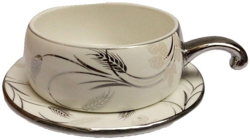 skykey Bone China(White, Silver, Pack of 12)