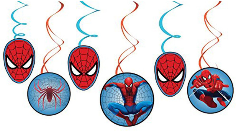 PARTY PROPZ Multicolor SPIDER MAN BIRTHDAY DECORATION/ SWIRLS HANGING SET OF 6/ SPIDER MAN PARTY SUPPLIES - 6 g PARTY PROPZ Multicolor SPIDER MAN BIRTHDAY DECORATION/ SWIRLS HANGING SET OF 6/ SPIDER MAN PARTY SUPPLIES - 6 g